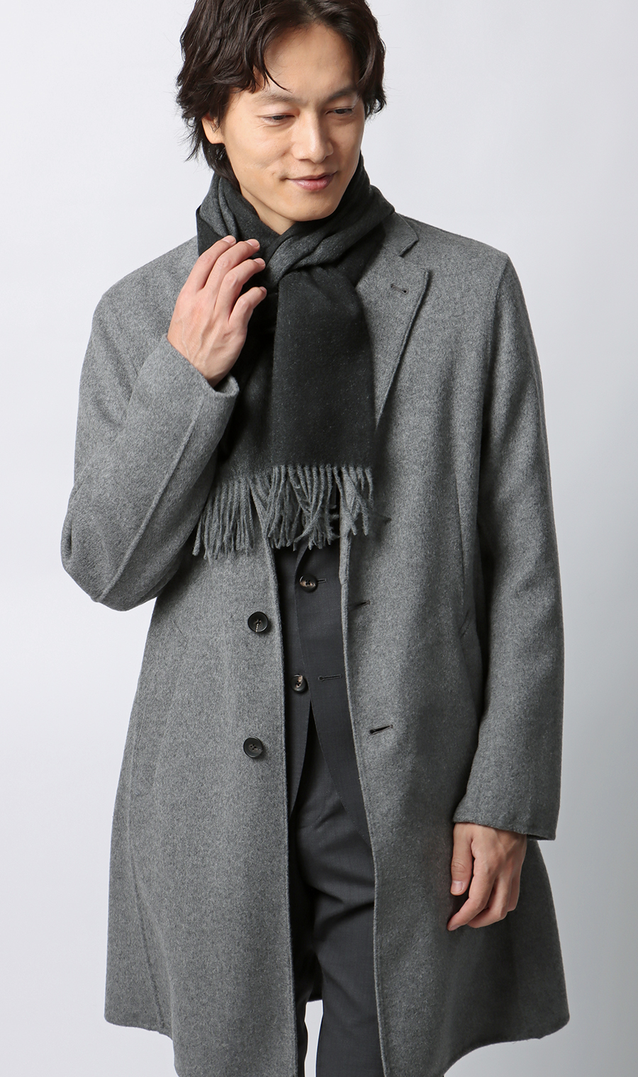 リバーシブルマフラー【カシミヤ100%】 ブラック 0