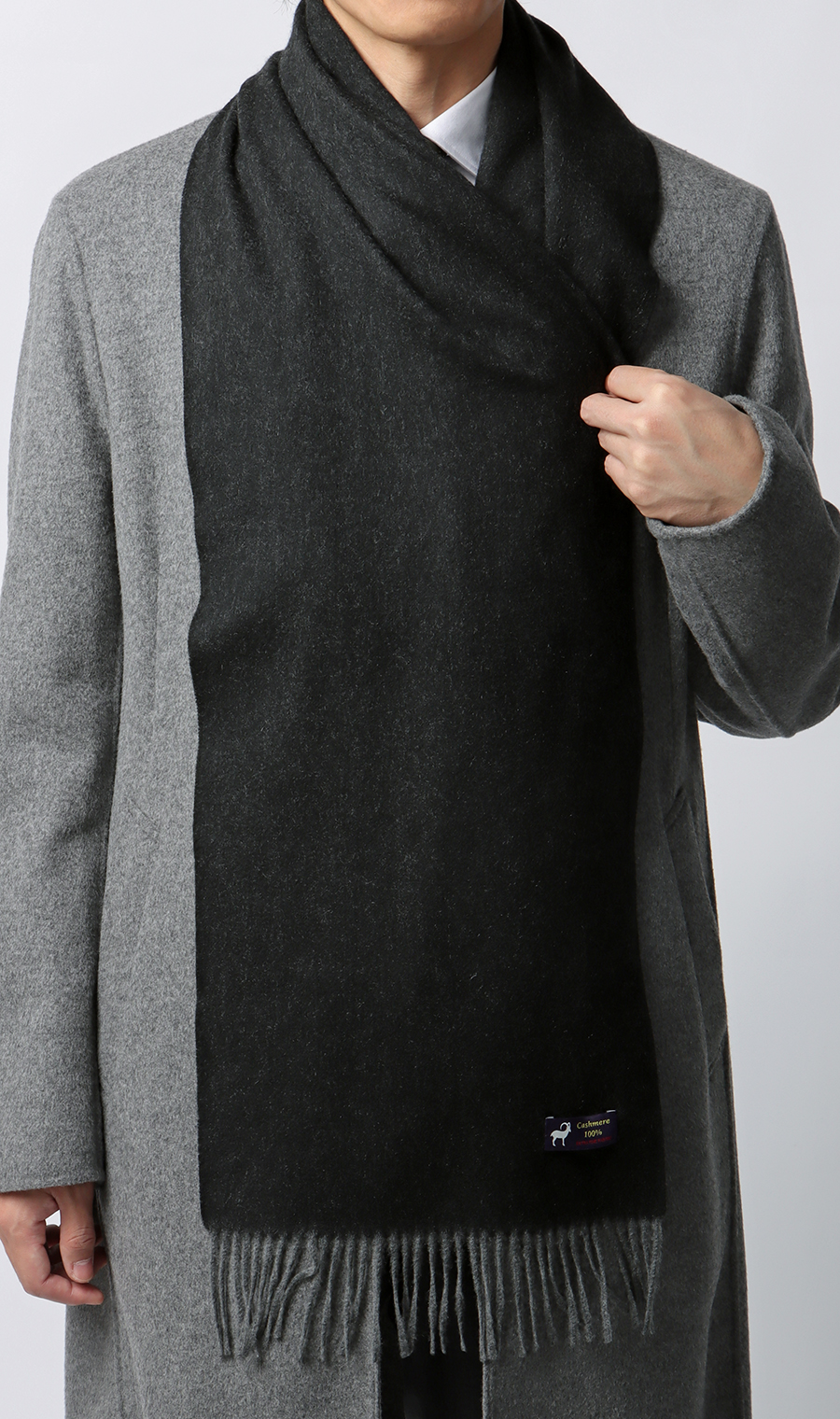 リバーシブルマフラー【カシミヤ100%】 ブラック 0