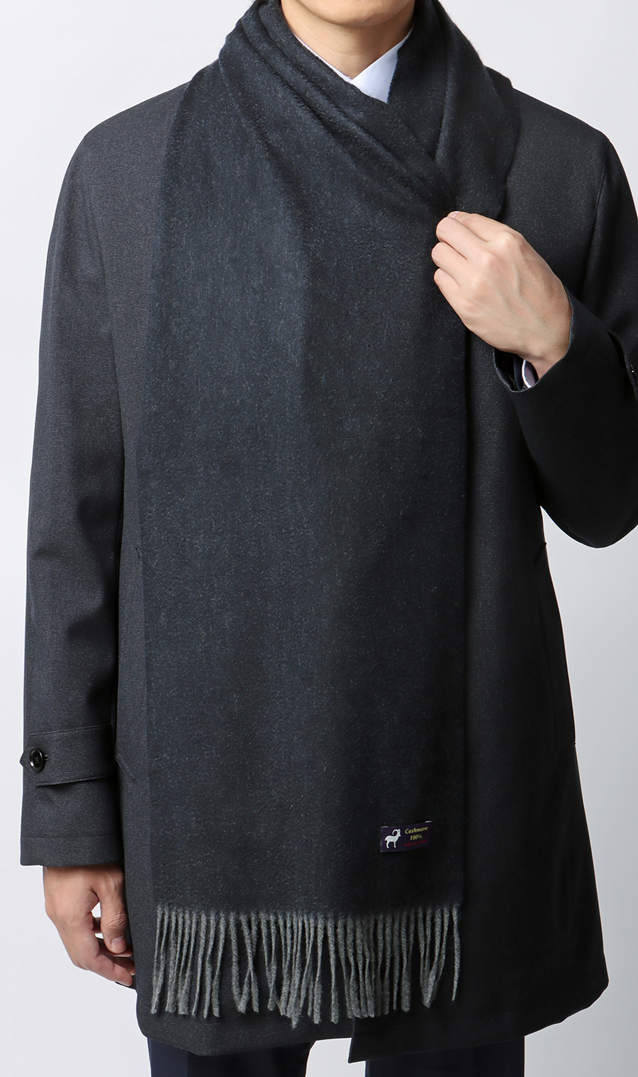 リバーシブルマフラー【カシミヤ100%】 ネイビー 0