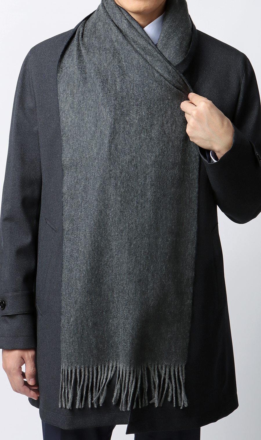 リバーシブルマフラー【カシミヤ100%】 ネイビー 0