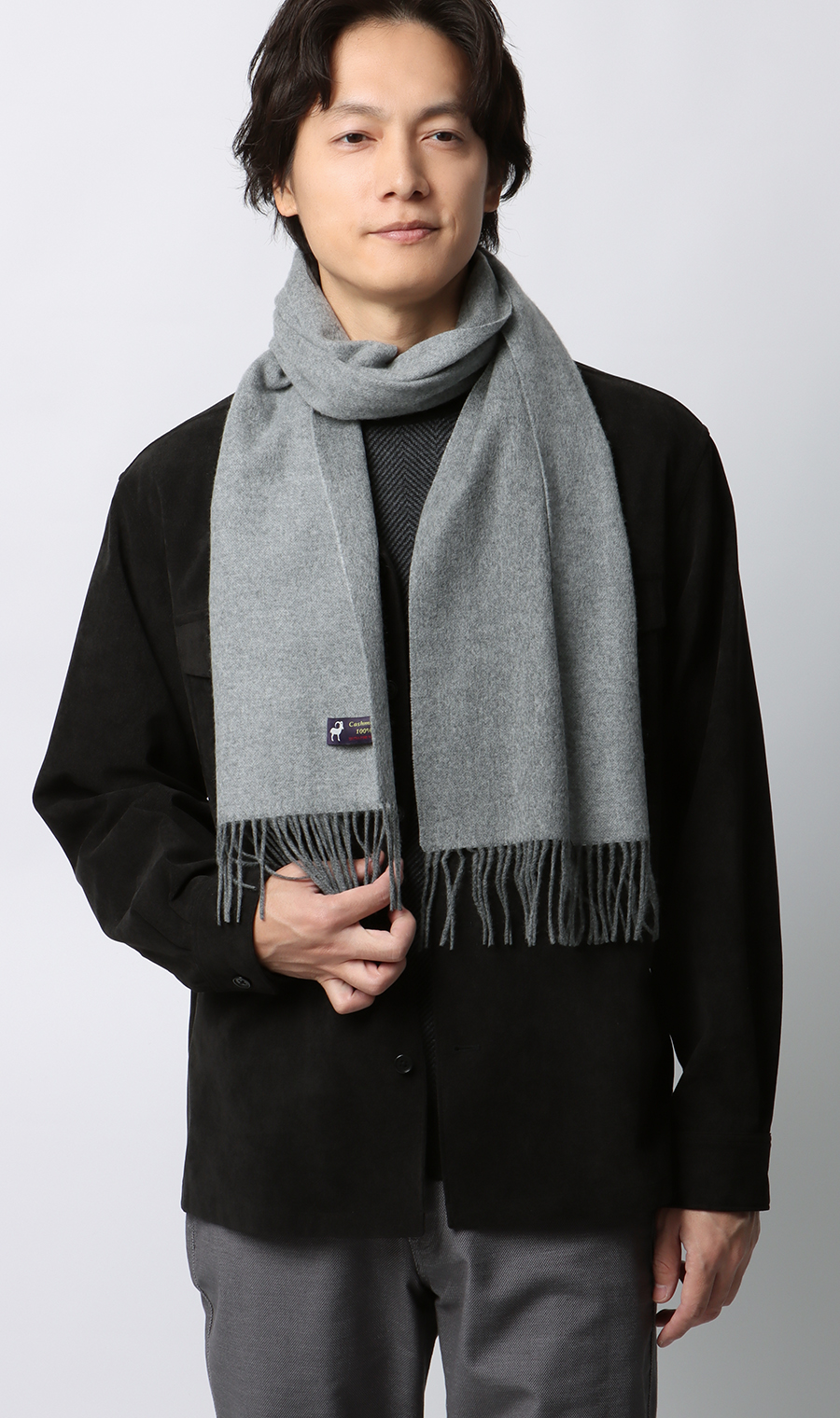 リバーシブルマフラー【カシミヤ100%】 ライトグレー 0