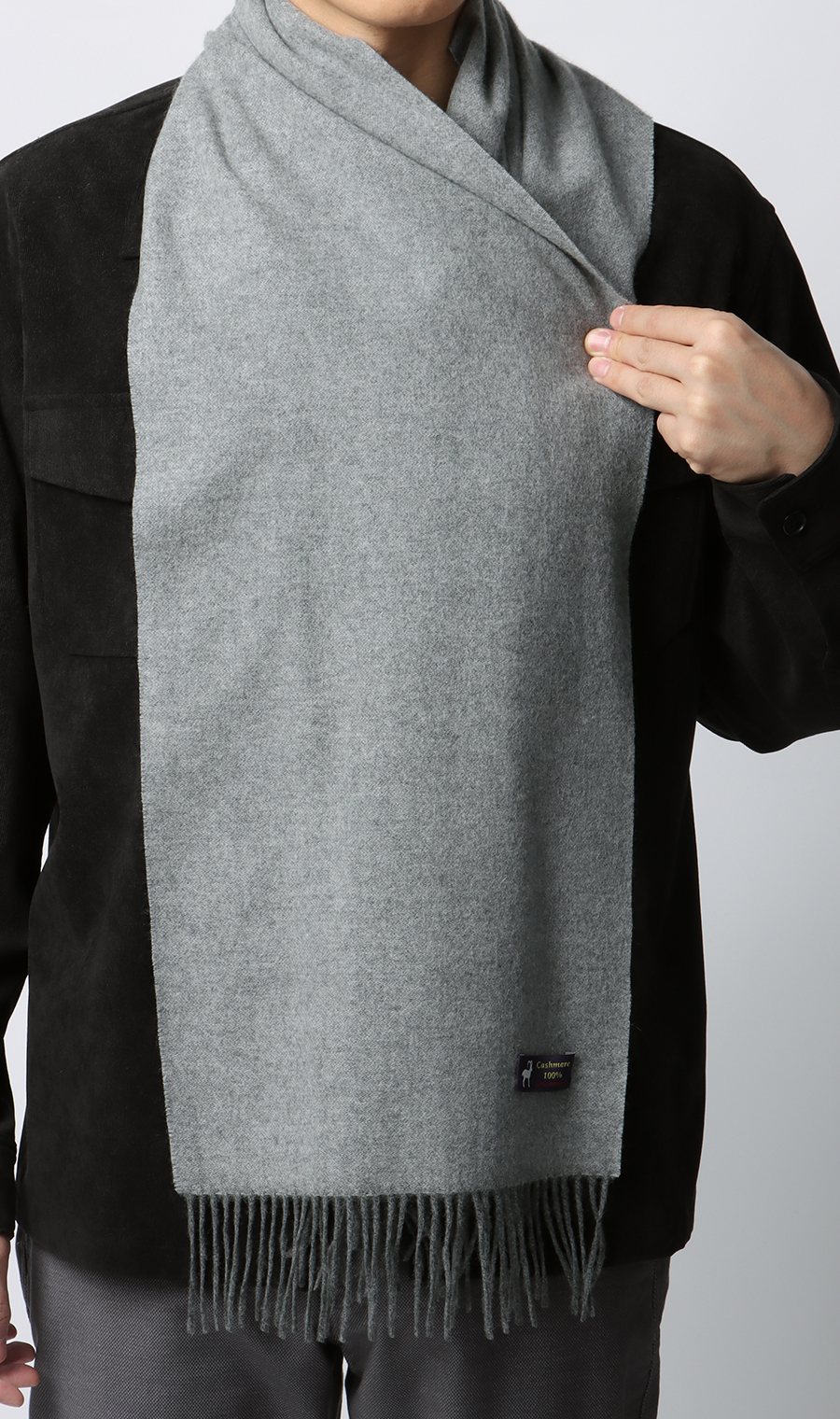 リバーシブルマフラー【カシミヤ100%】 ライトグレー 0