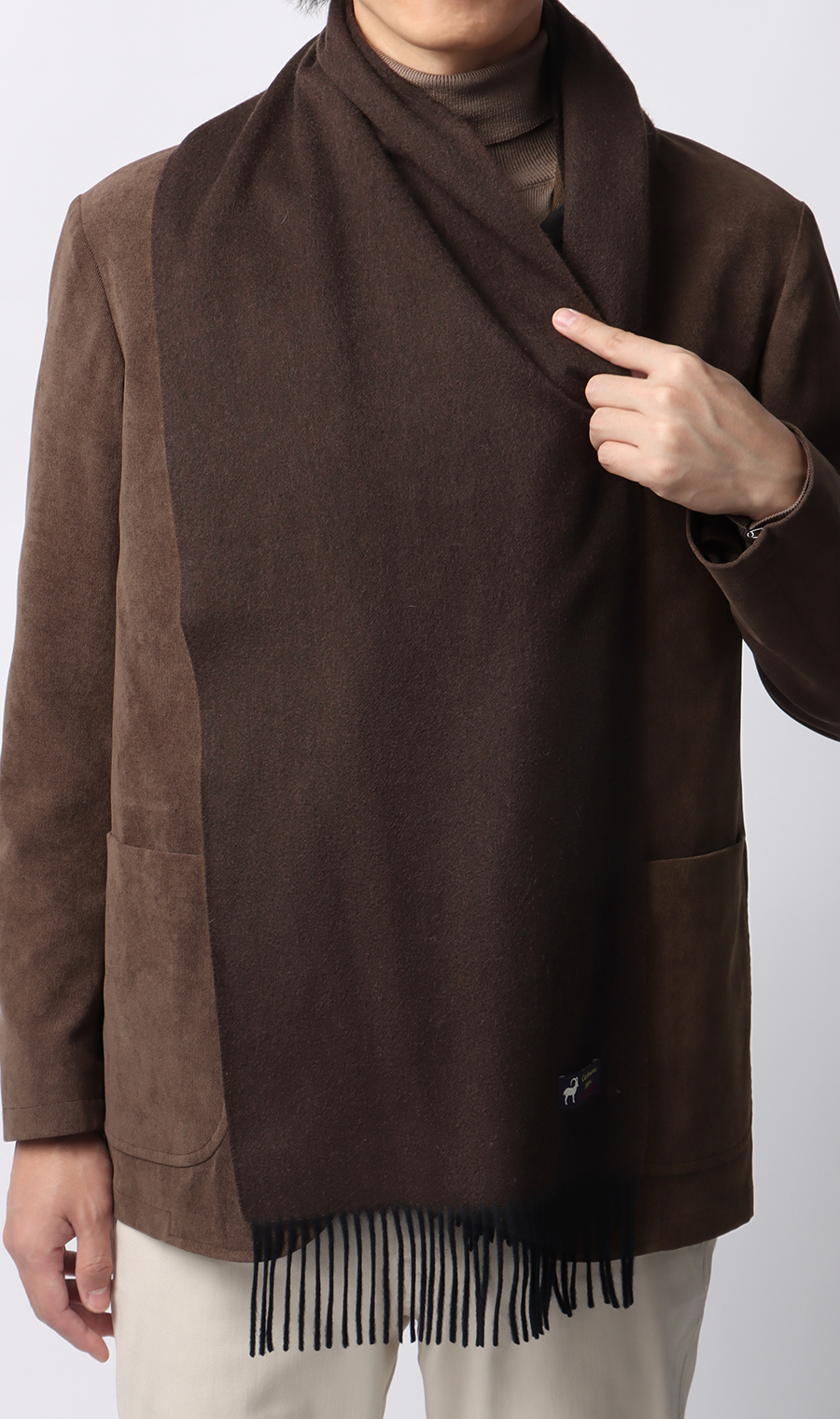 リバーシブルマフラー【カシミヤ100%】 ブラウン 0