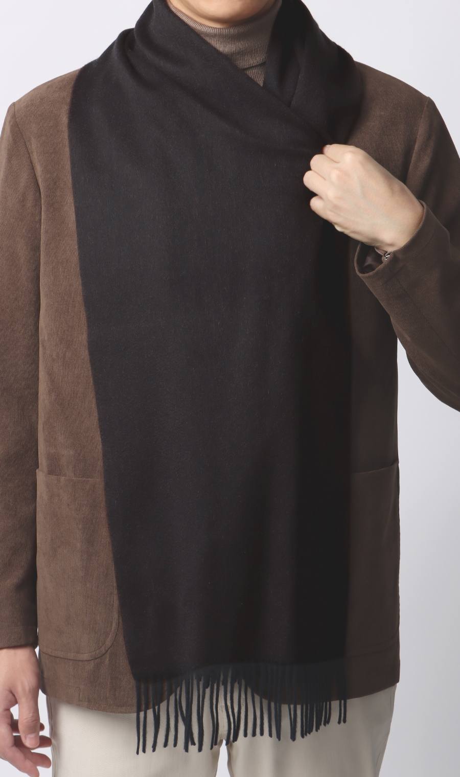 リバーシブルマフラー【カシミヤ100%】 ブラウン 0