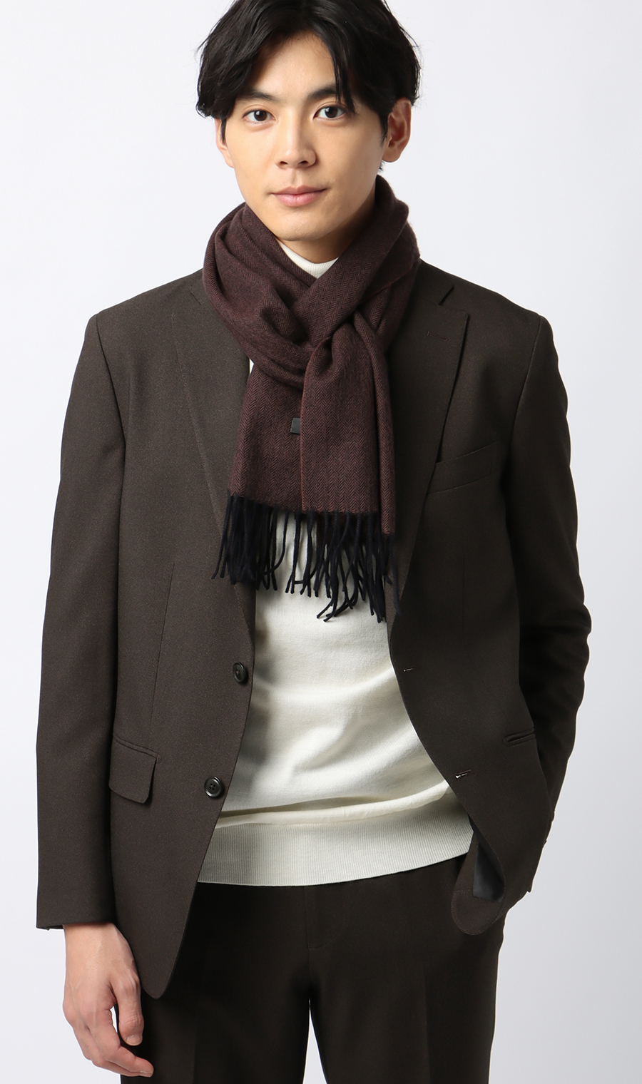 シルケットウールマフラー ブラウン 0