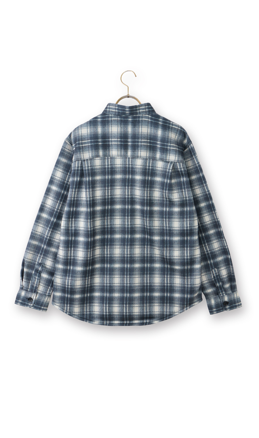 裏フリースチェックシャツ【Arnold Palmer】【長袖】 ネイビー LL