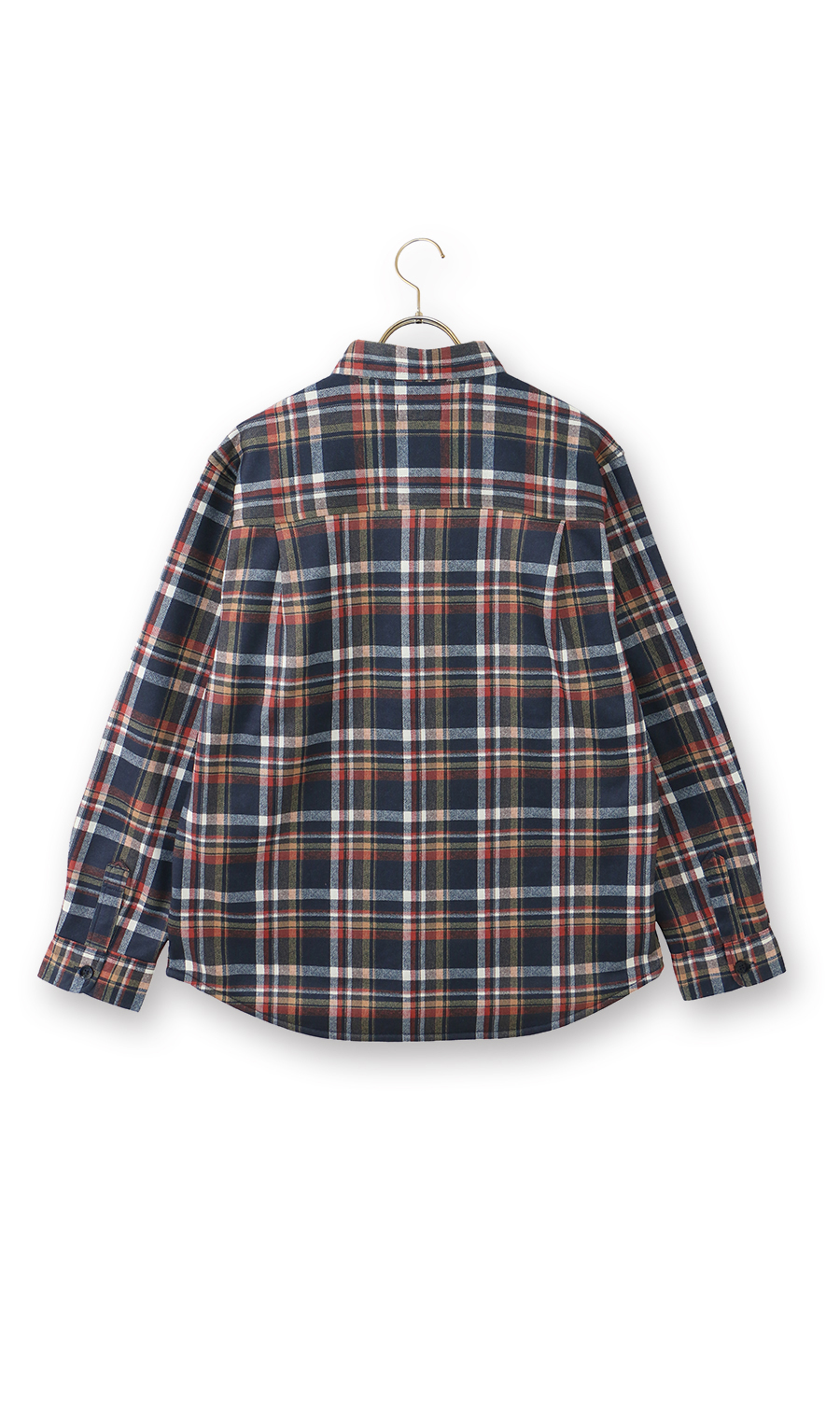 裏フリースチェックシャツ【Arnold Palmer】【長袖】 オレンジ M