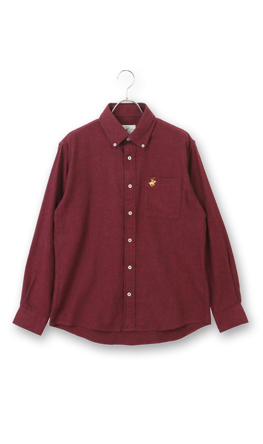 両面起毛ツイルボタンダウンシャツ【BEVERLY HILLS POLO CLUB】 ワイン M