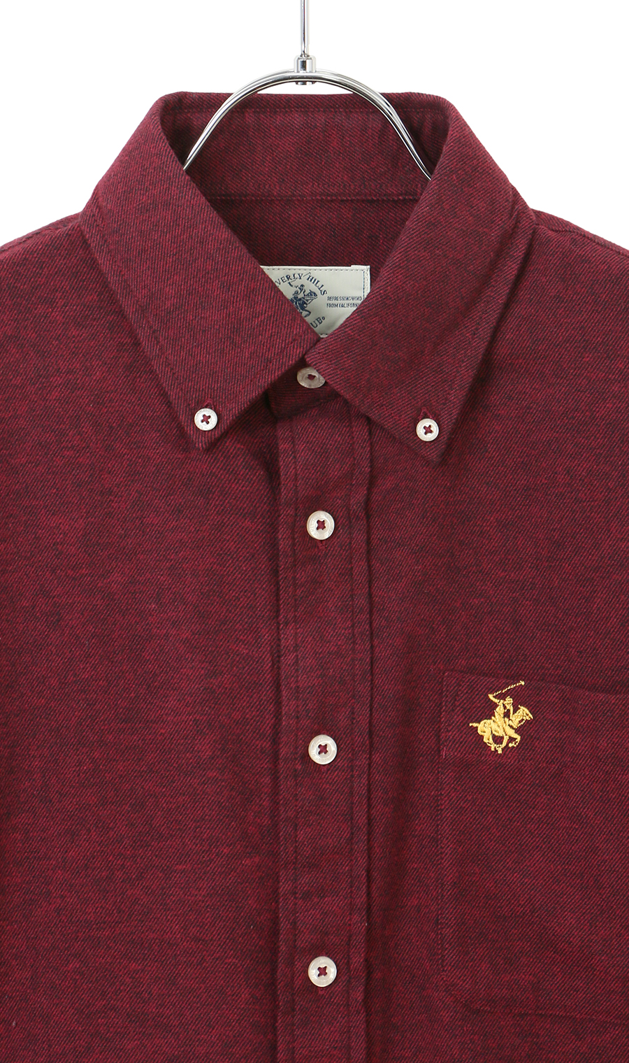 両面起毛ツイルボタンダウンシャツ【BEVERLY HILLS POLO CLUB】 ワイン M