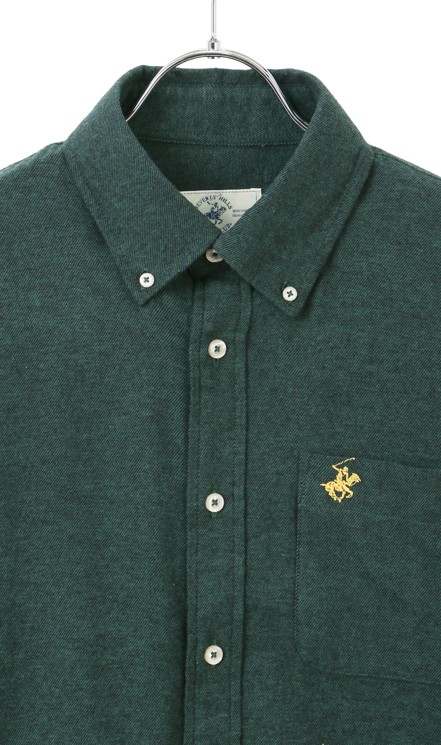 両面起毛ツイルボタンダウンシャツ【BEVERLY HILLS POLO CLUB】 グリーン M