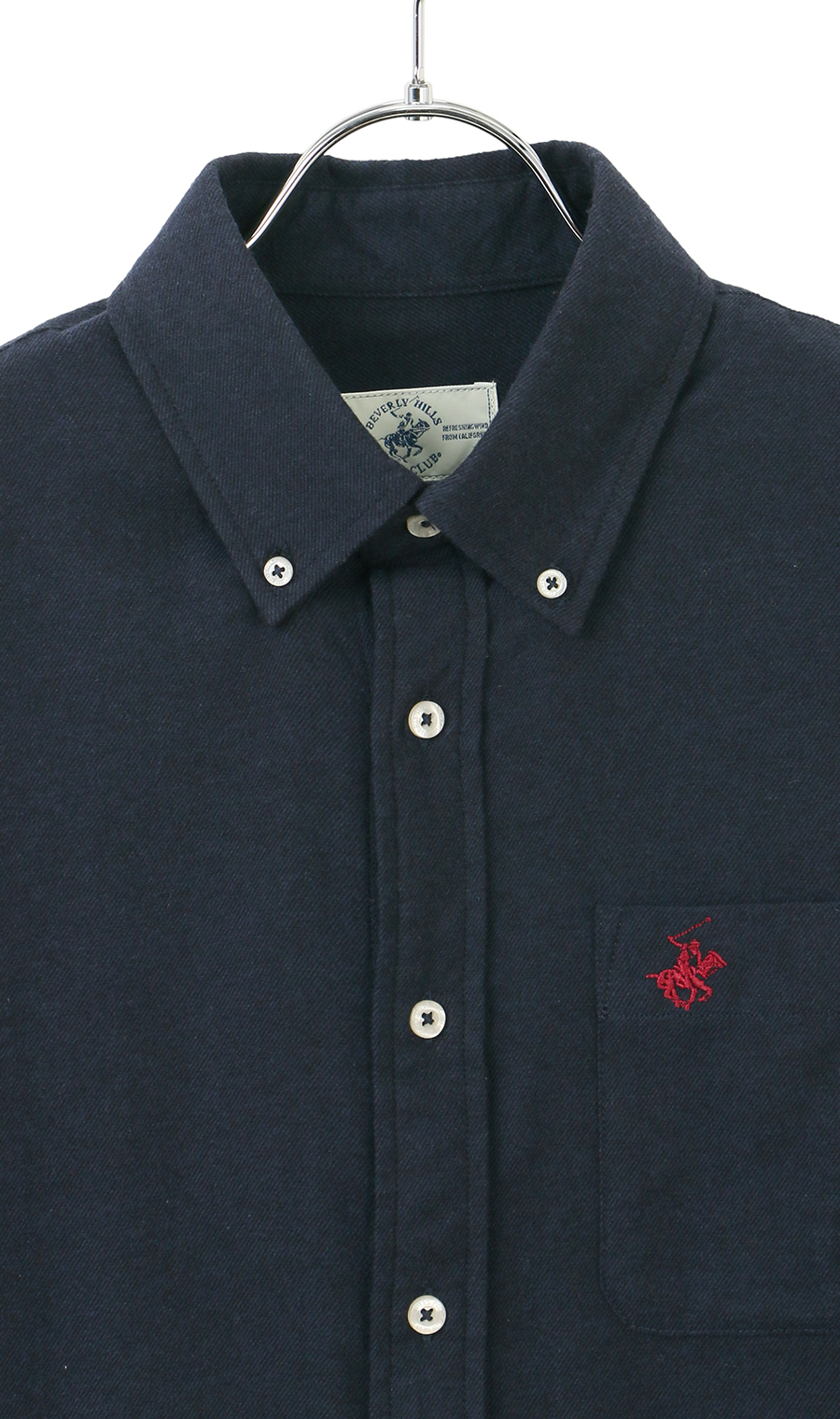 両面起毛ツイルボタンダウンシャツ【BEVERLY HILLS POLO CLUB】 ネイビー M