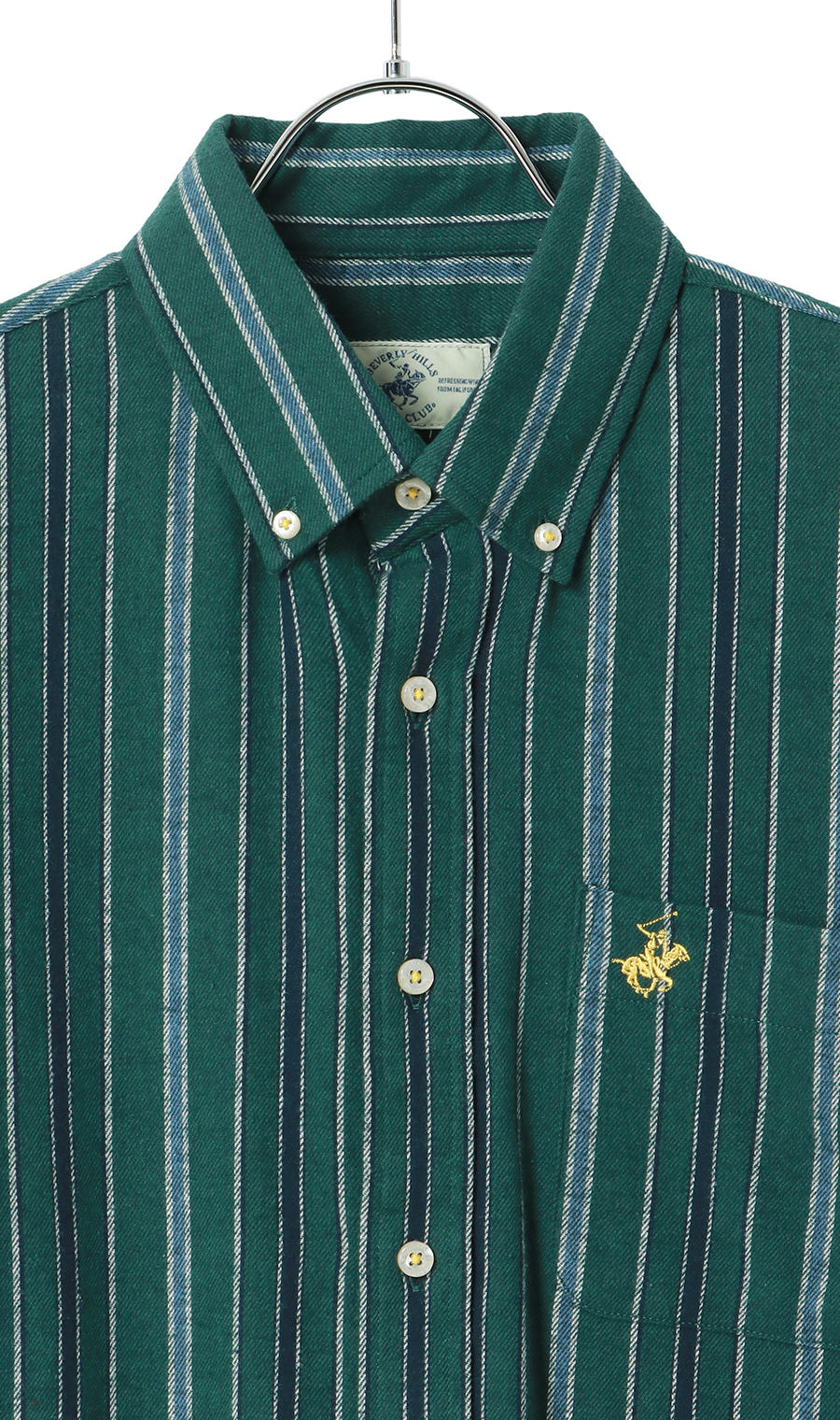 両面起毛ツイルボタンダウンシャツ【BEVERLY HILLS POLO CLUB】 グリーン M