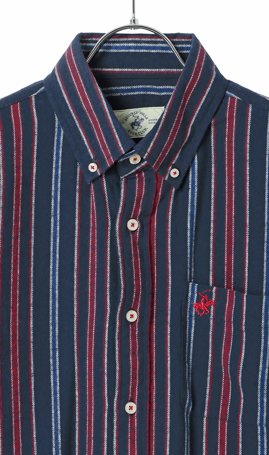 両面起毛ツイルボタンダウンシャツ【BEVERLY HILLS POLO CLUB】 ネイビー M