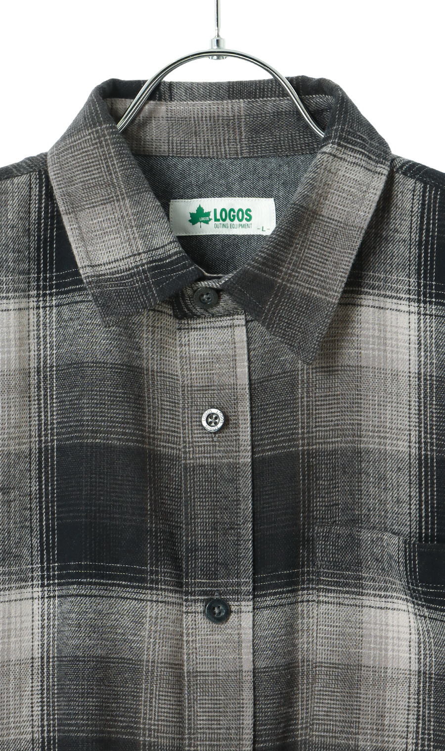 ビエラ起毛チェックシャツ【LOGOS】 ブラック M