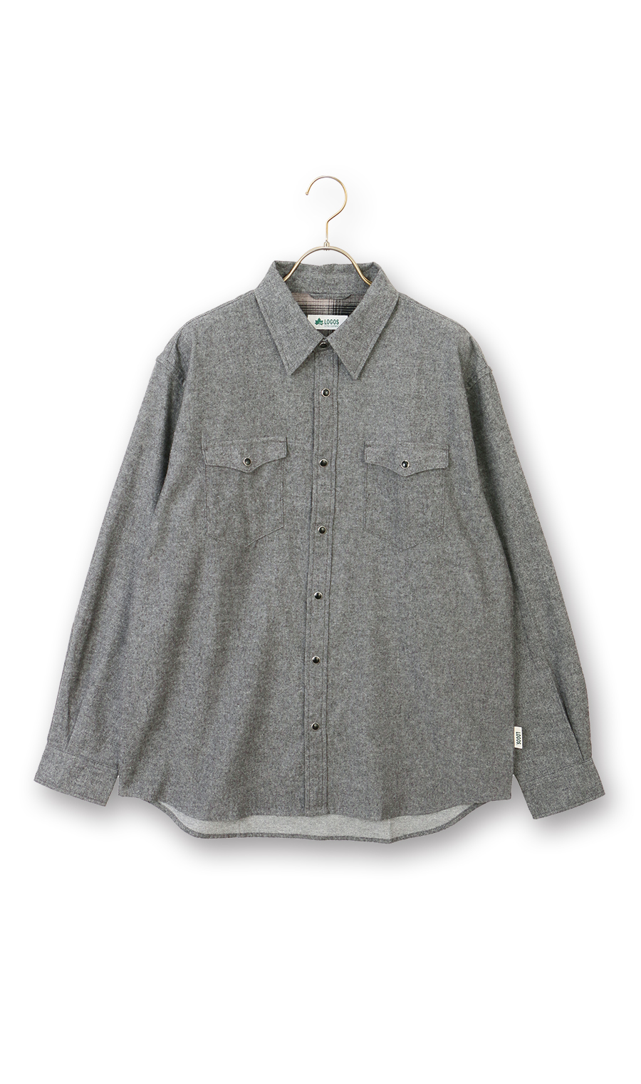 ビエラ起毛ドットボタンシャツ【LOGOS】 ブラック M