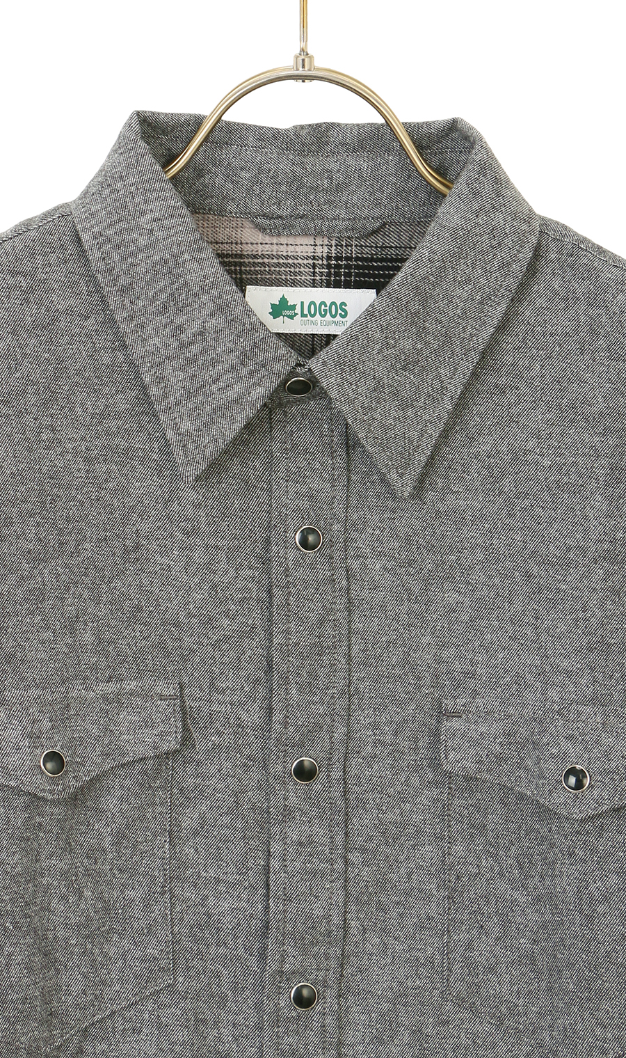 ビエラ起毛ドットボタンシャツ【LOGOS】 ブラック M