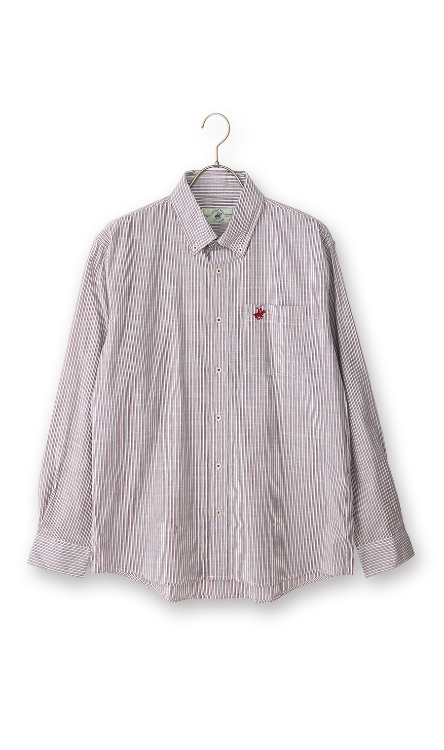 綿スラブボタンダウンシャツ【BEVERLY HILLS POLO CLUB】 レッド M