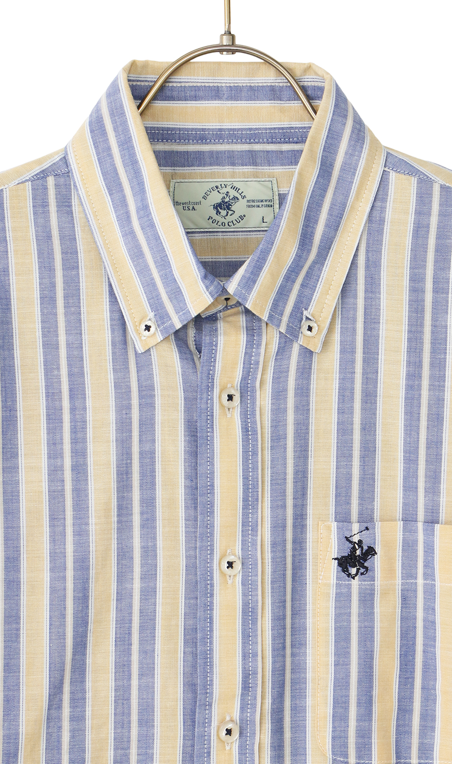 綿スラブボタンダウンシャツ【BEVERLY HILLS POLO CLUB】 イエロー M