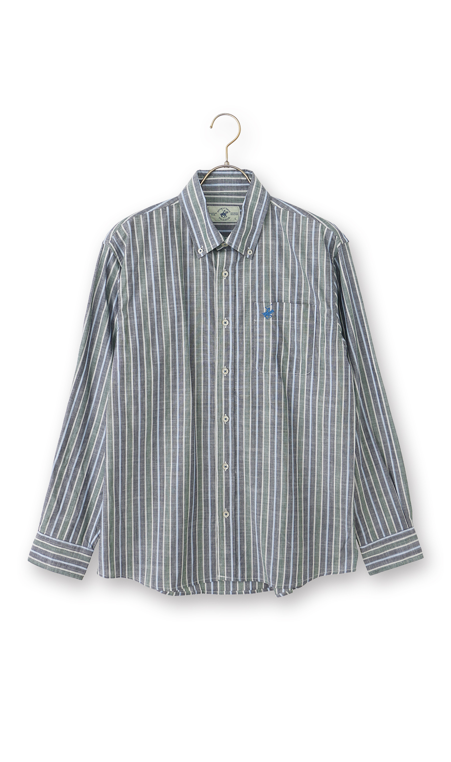 綿スラブボタンダウンシャツ【BEVERLY HILLS POLO CLUB】 グリーン M