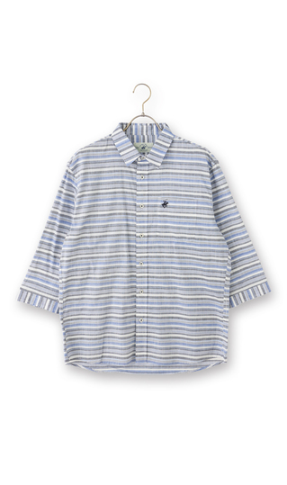 綿スラブレギュラーカラーシャツ【7分袖】【BEVERLY HILLS POLO CLUB】