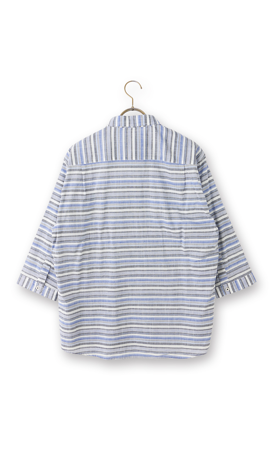 綿スラブレギュラーカラーシャツ【7分袖】【BEVERLY HILLS POLO CLUB】 グレー M