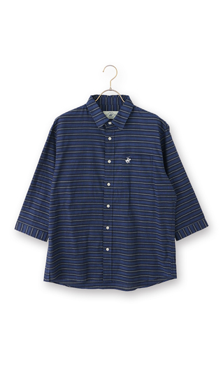 綿スラブレギュラーカラーシャツ【7分袖】【BEVERLY HILLS POLO CLUB】