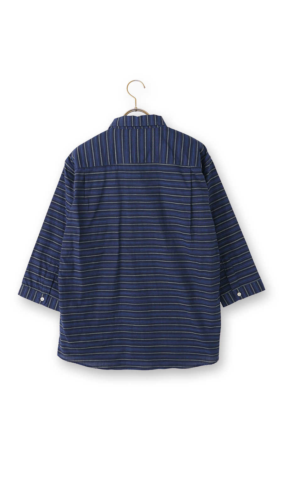 綿スラブレギュラーカラーシャツ【7分袖】【BEVERLY HILLS POLO CLUB】 ネイビー M