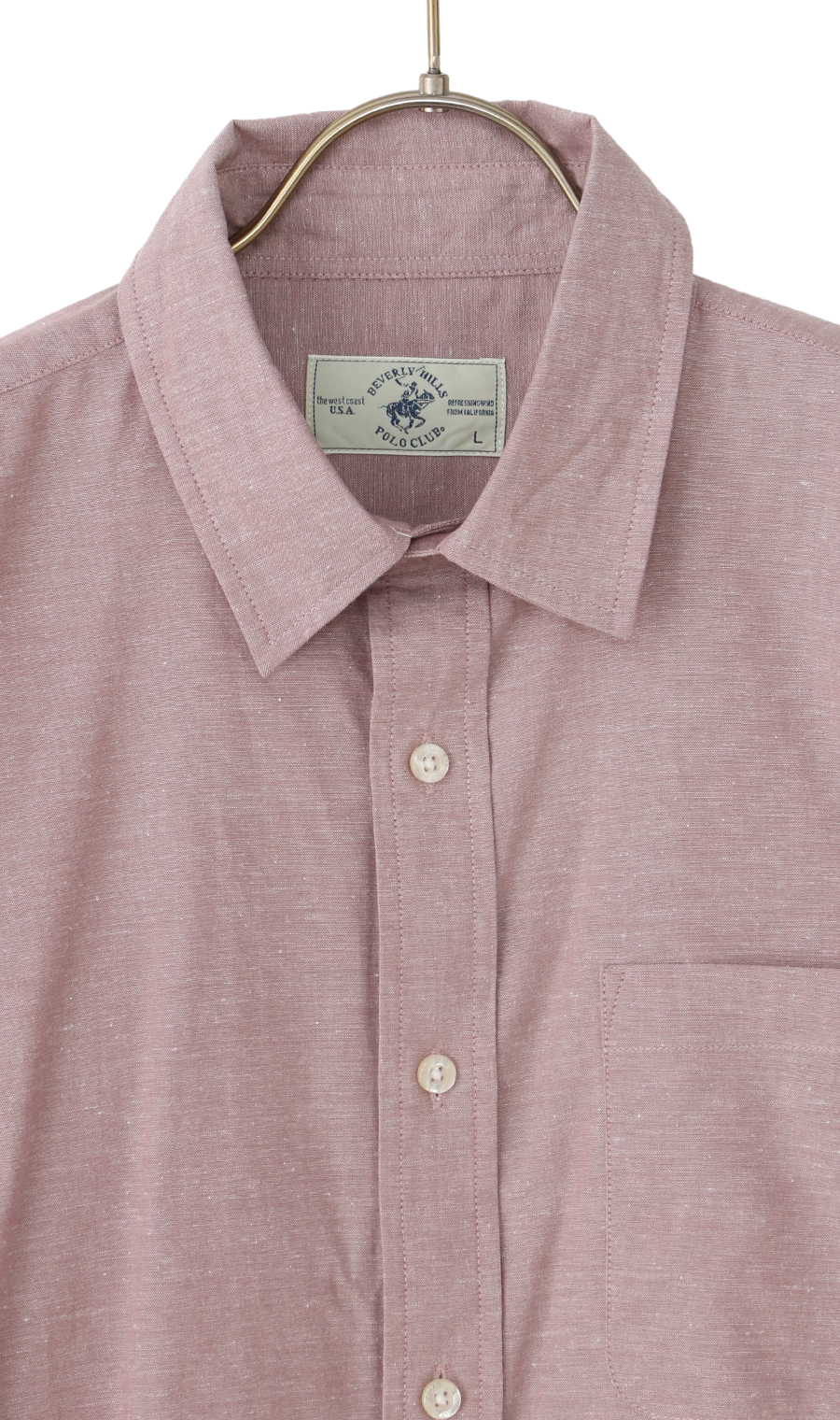 リネンブレンドレギュラーカラーシャツ【BEVERLY HILLS POLO CLUB】 ピンク M