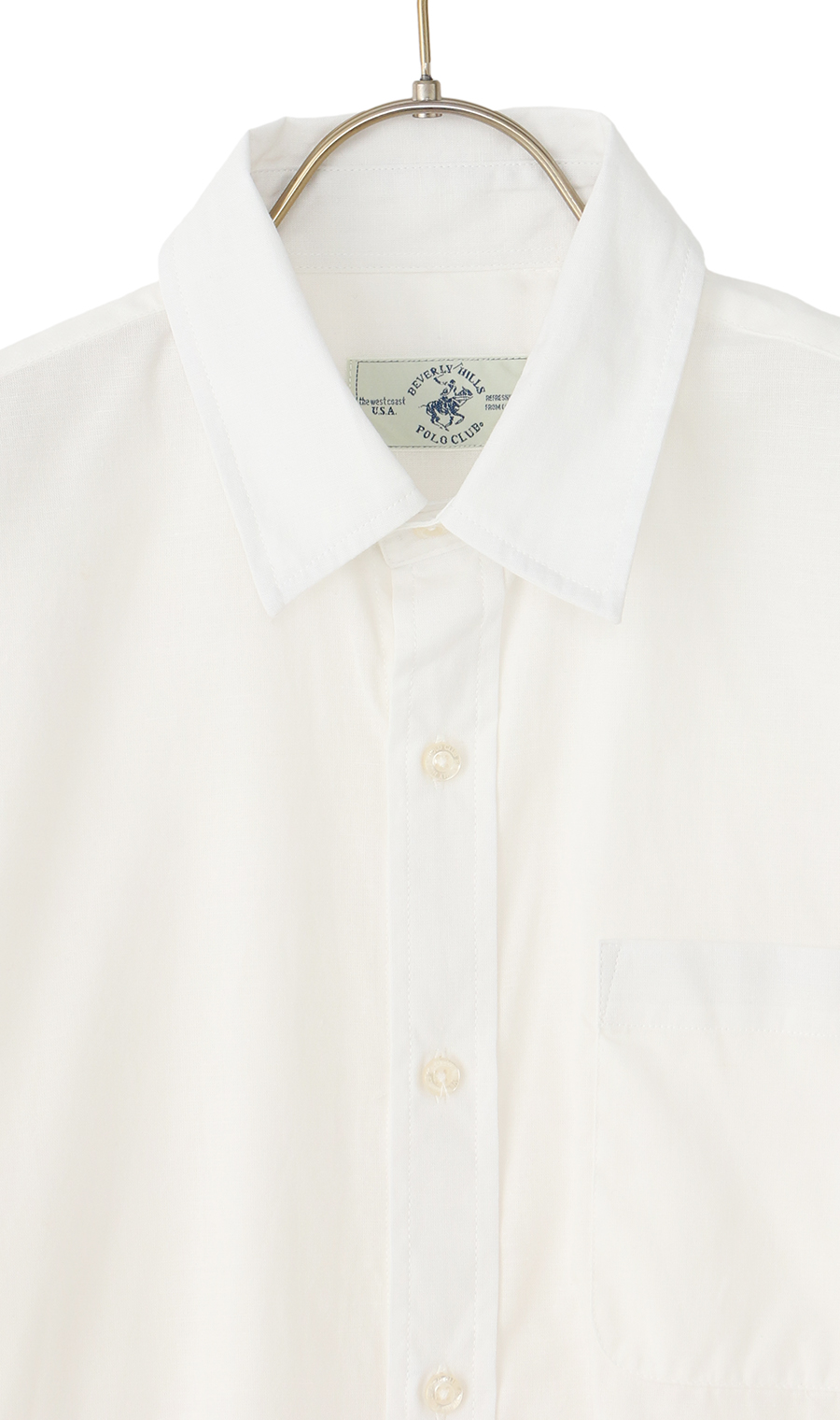 リネンブレンドレギュラーカラーシャツ【BEVERLY HILLS POLO CLUB】 ホワイト M