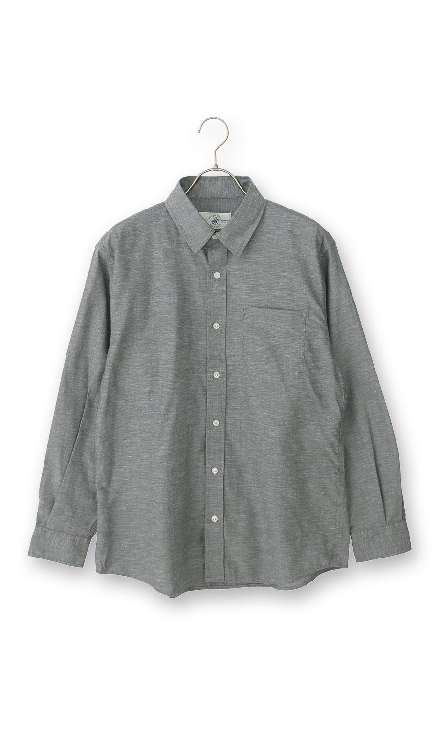 リネンブレンドレギュラーカラーシャツ【BEVERLY HILLS POLO CLUB】 グレー M