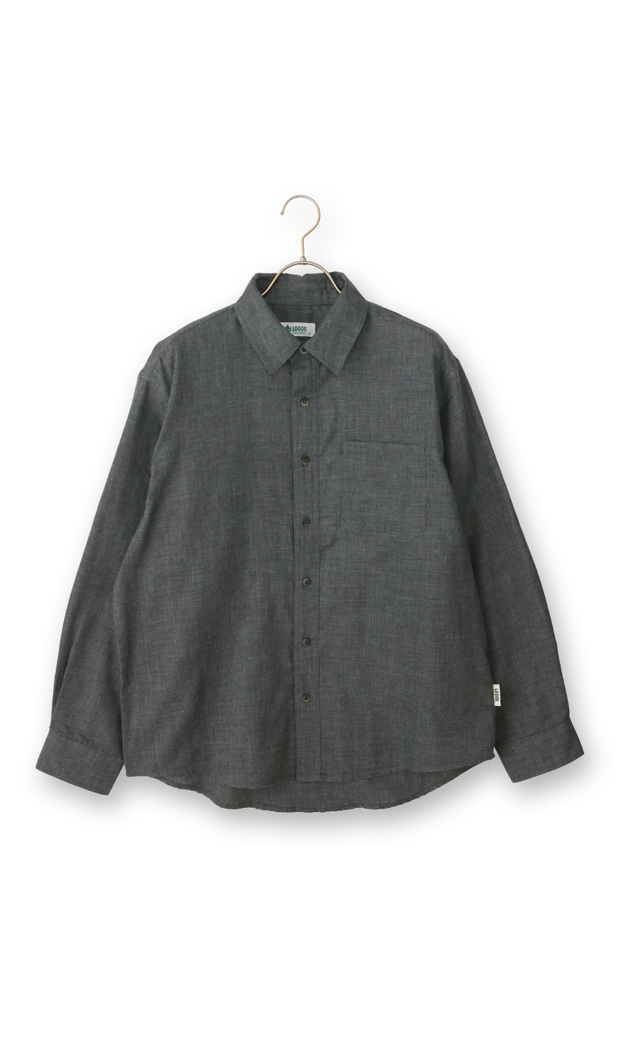 ダブルガーゼデニム調シャツ【LOGOS】 ブラック M