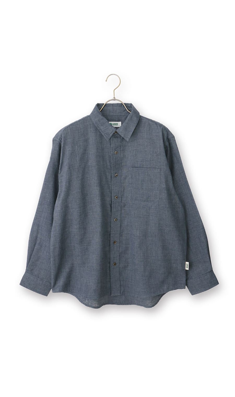 ダブルガーゼデニム調シャツ【LOGOS】 ネイビー M