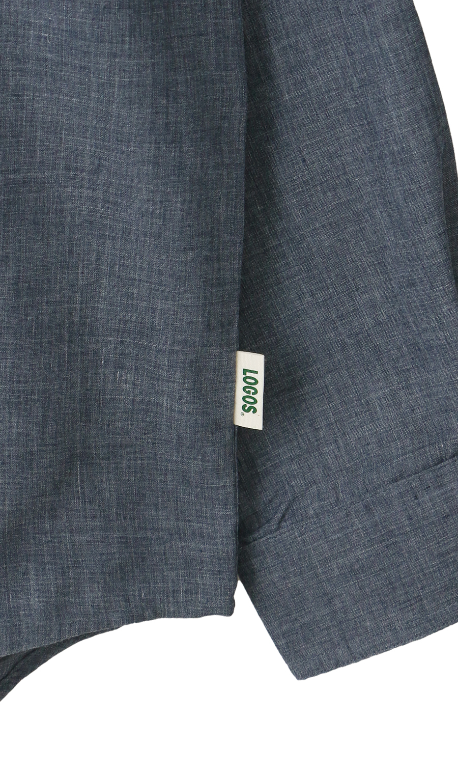 ダブルガーゼデニム調シャツ【LOGOS】 ネイビー M