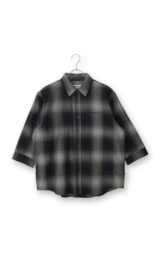 オンブレチェックシャツ【7分袖】【LOGOS】