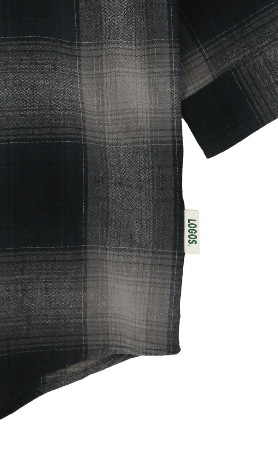 オンブレチェックシャツ【7分袖】【LOGOS】 ブラック M