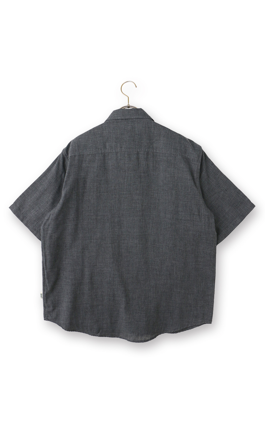 ダブルガーゼデニム調半袖シャツ【LOGOS】 チャコール M