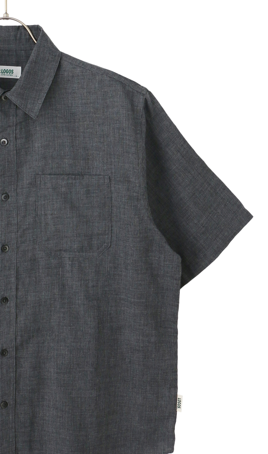 ダブルガーゼデニム調半袖シャツ【LOGOS】 チャコール M