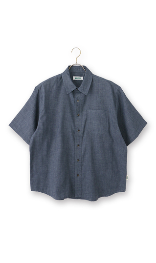 ダブルガーゼデニム調半袖シャツ【LOGOS】