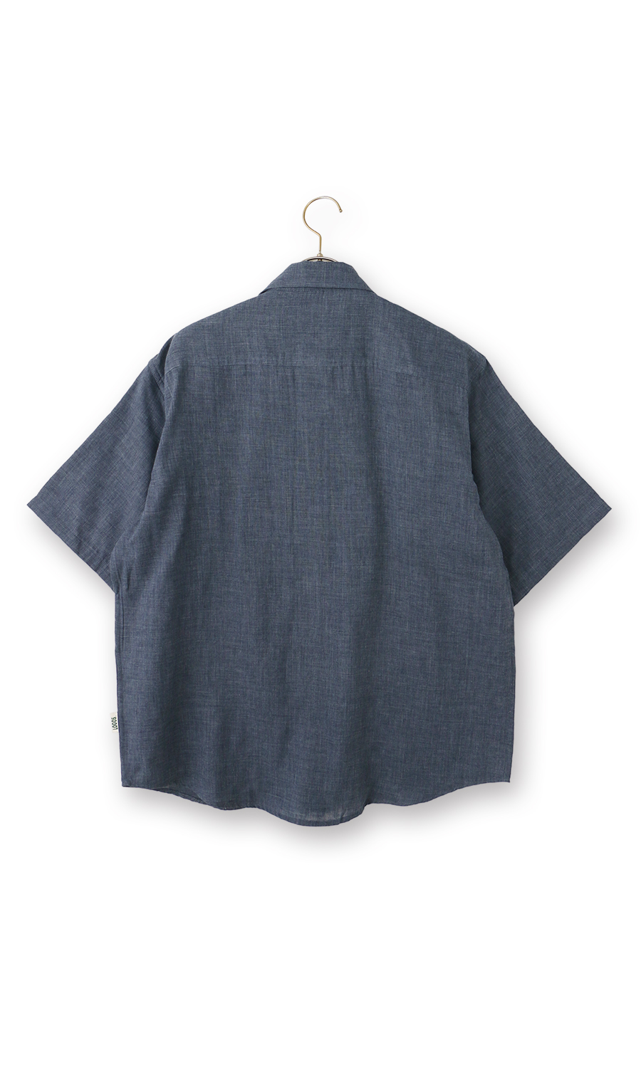 ダブルガーゼデニム調半袖シャツ【LOGOS】 ネイビー M