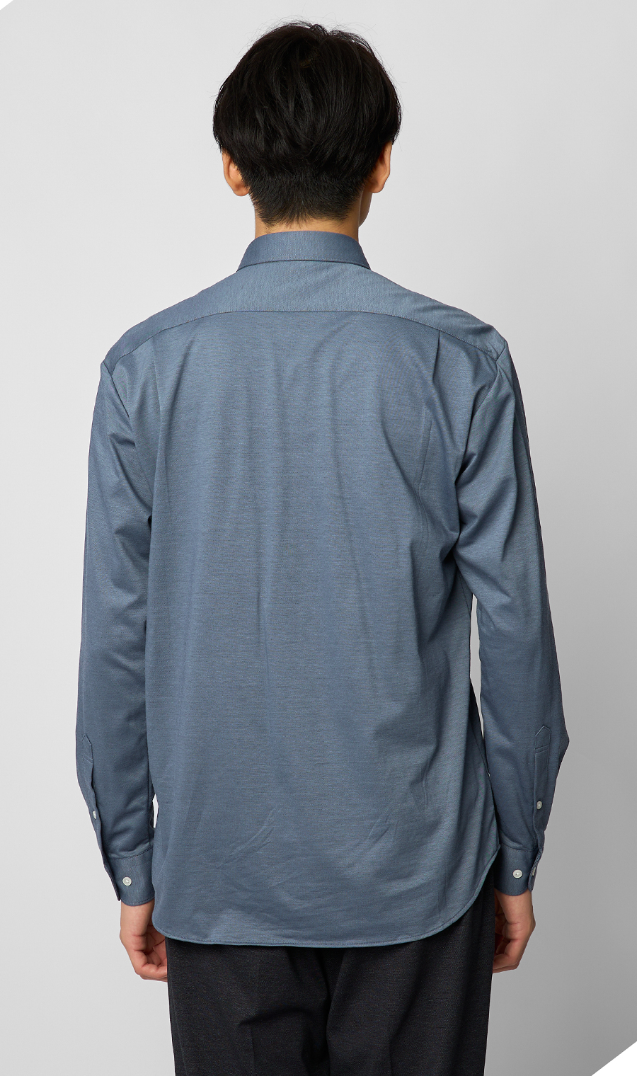 ボタンダウンニットシャツ【長袖】【ALTIMA premium】 ネイビー S