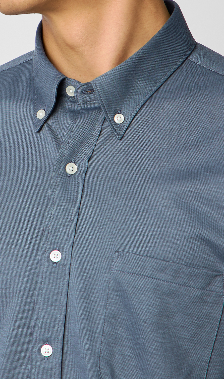 ボタンダウンニットシャツ【長袖】【ALTIMA premium】 ネイビー S