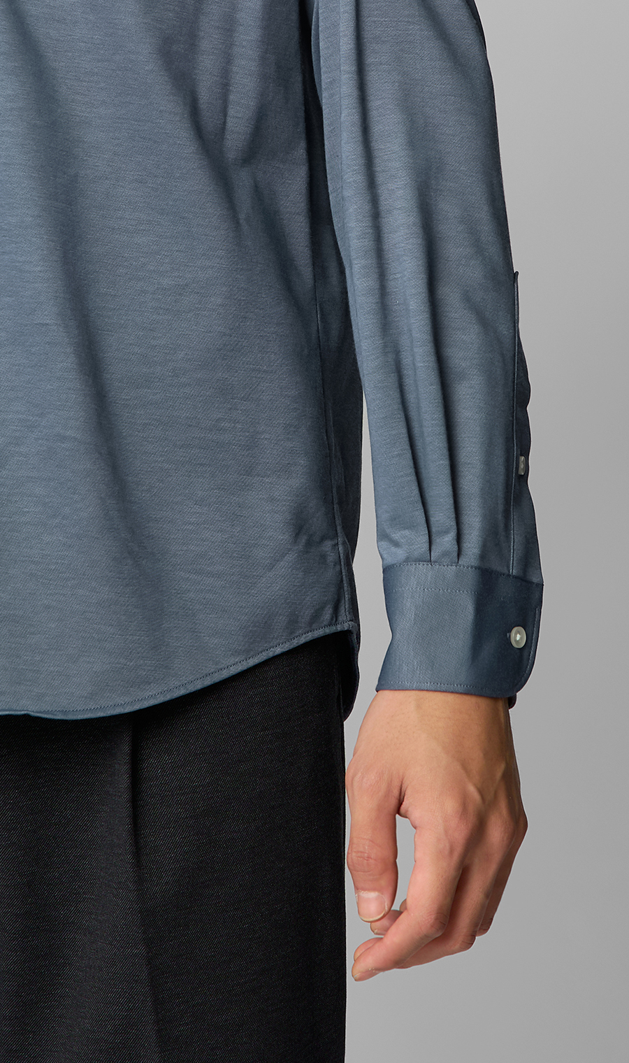 ボタンダウンニットシャツ【長袖】【ALTIMA premium】 ネイビー S