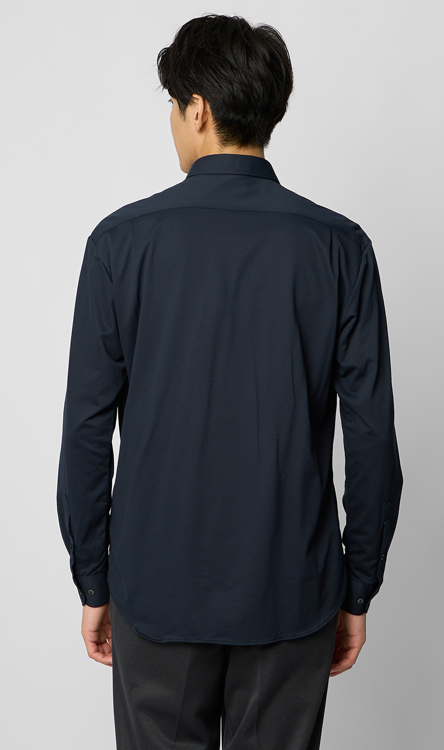 ボタンダウンニットシャツ【長袖】【ALTIMA premium】 ネイビー S