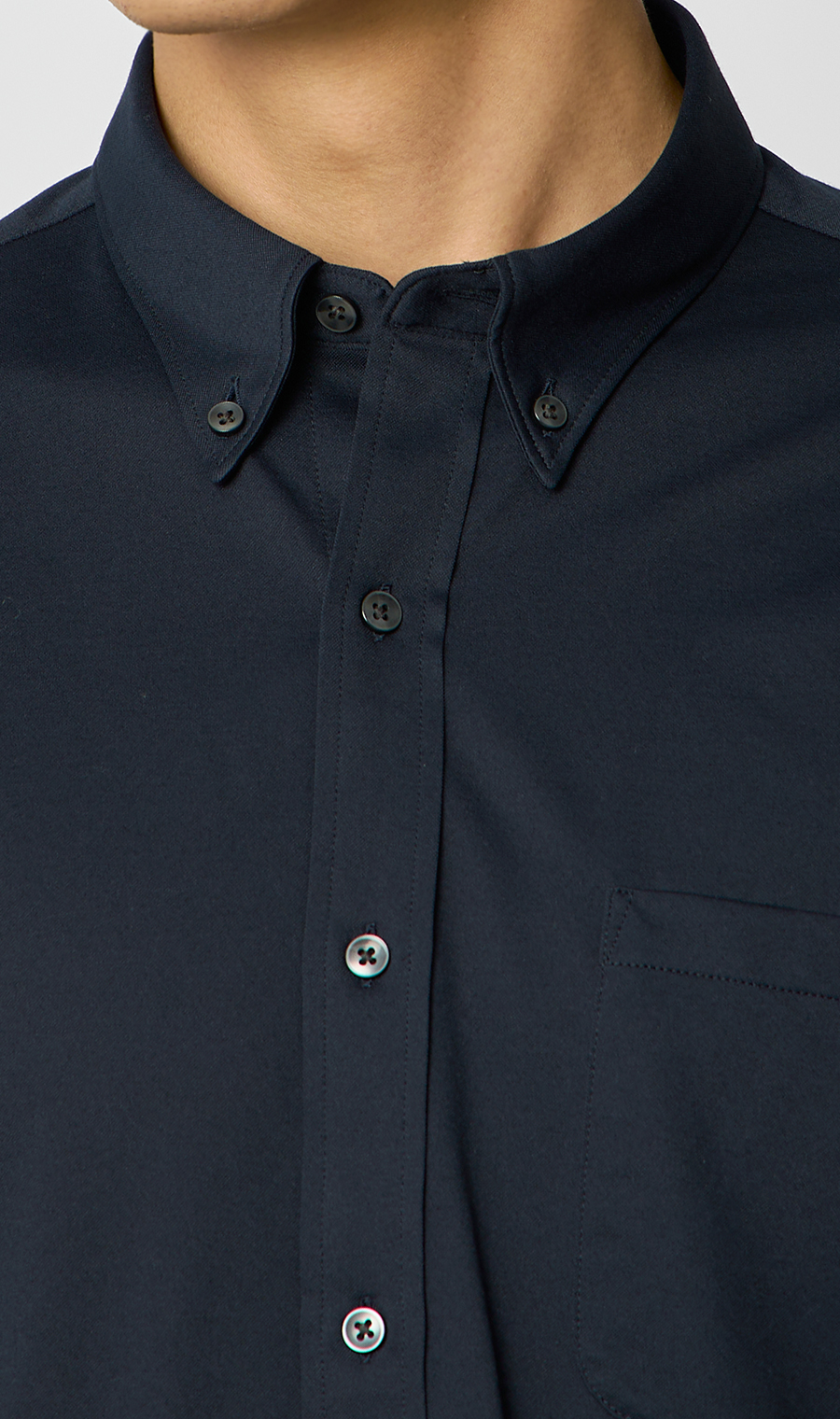 ボタンダウンニットシャツ【長袖】【ALTIMA premium】 ネイビー S