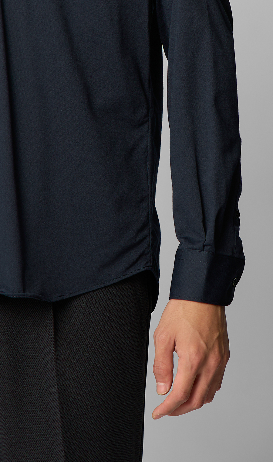 ボタンダウンニットシャツ【長袖】【ALTIMA premium】 ネイビー S