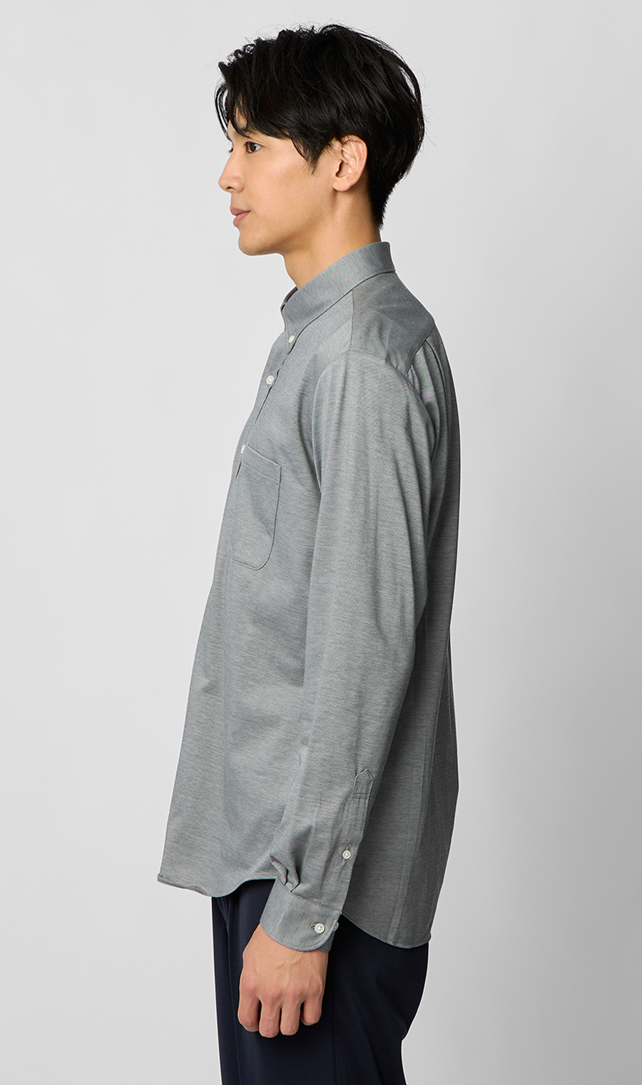 ボタンダウンニットシャツ【長袖】【ALTIMA premium】 グレー S