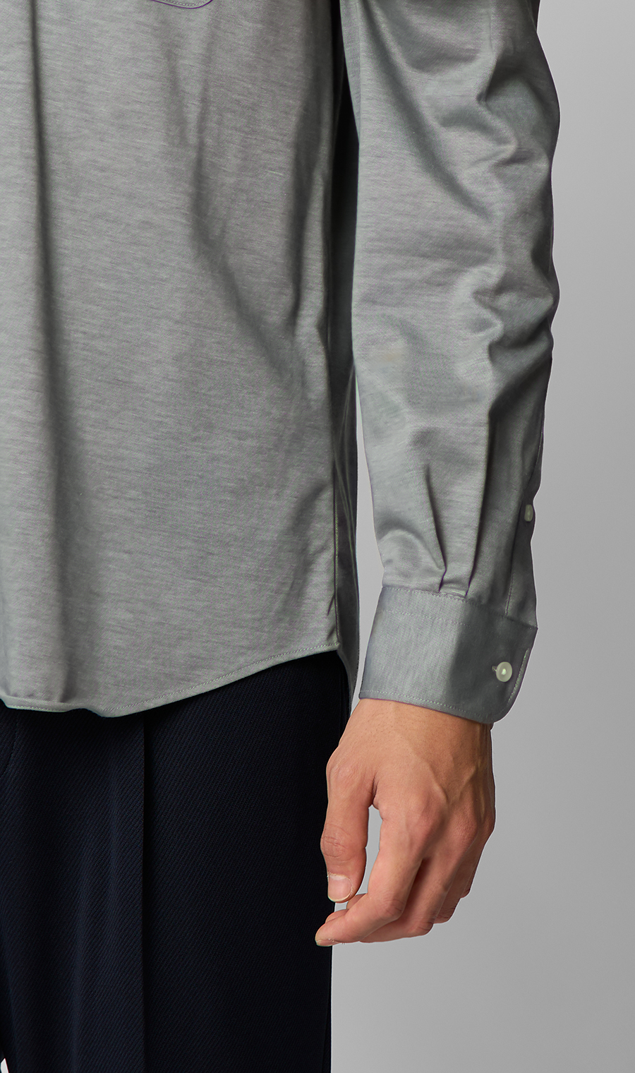 ボタンダウンニットシャツ【長袖】【ALTIMA premium】 グレー S