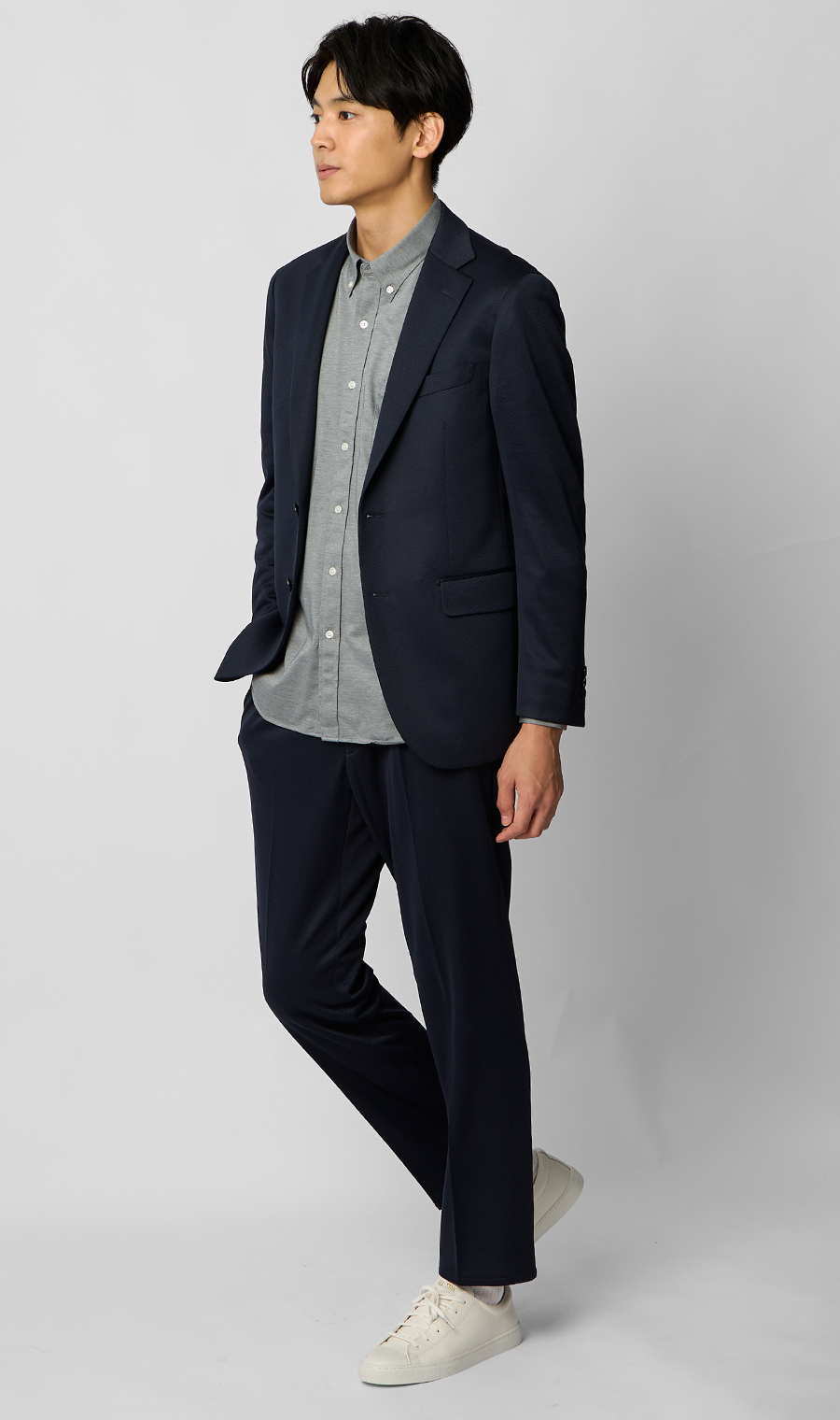 ボタンダウンニットシャツ【長袖】【ALTIMA premium】 グレー S