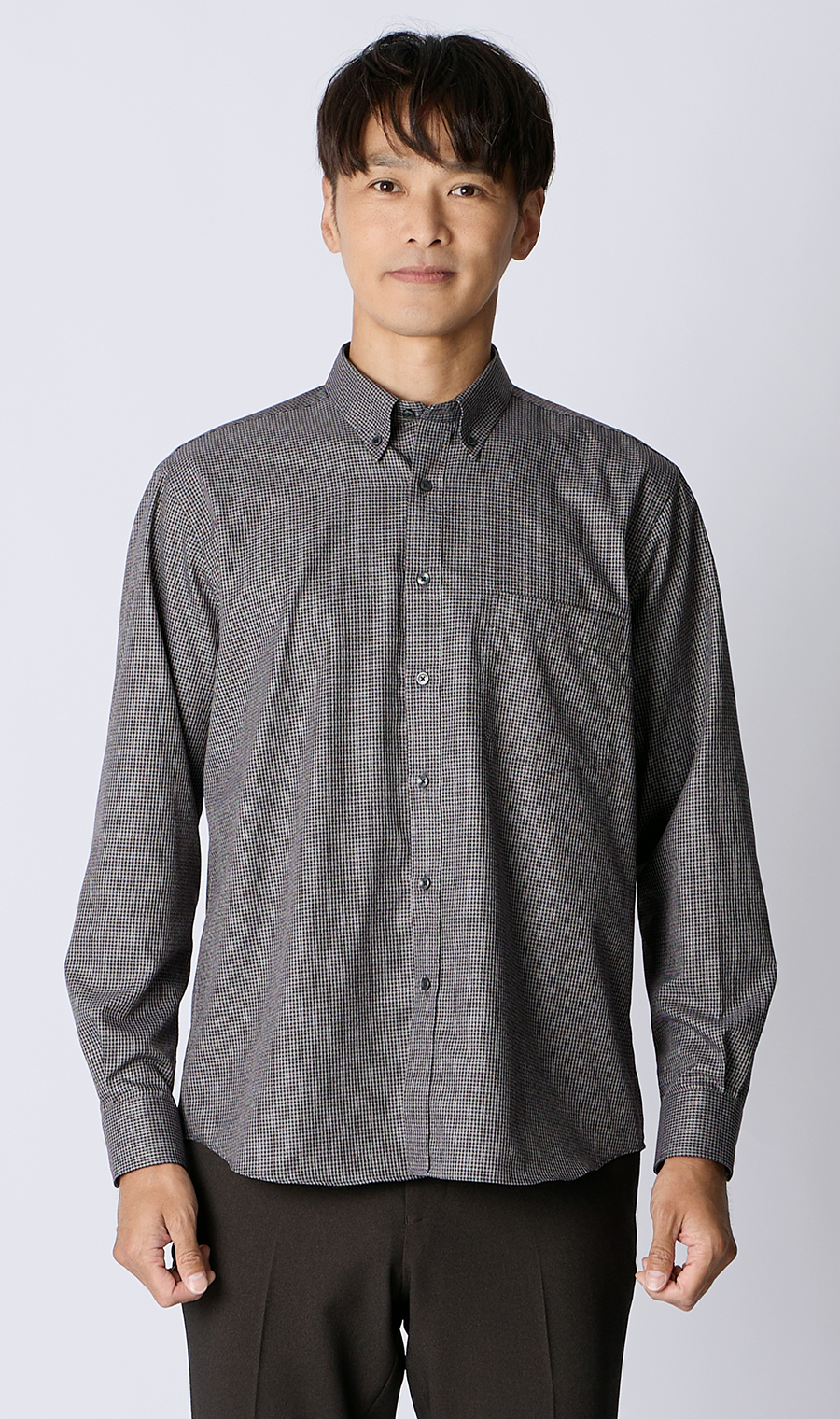 メランジボタンダウンシャツ チャコール S