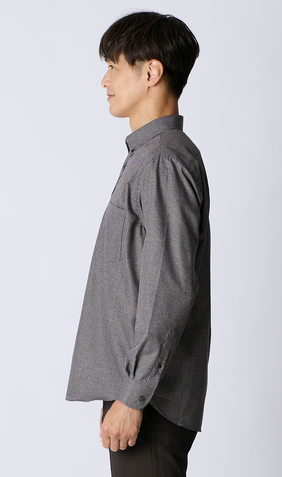 メランジボタンダウンシャツ チャコール S